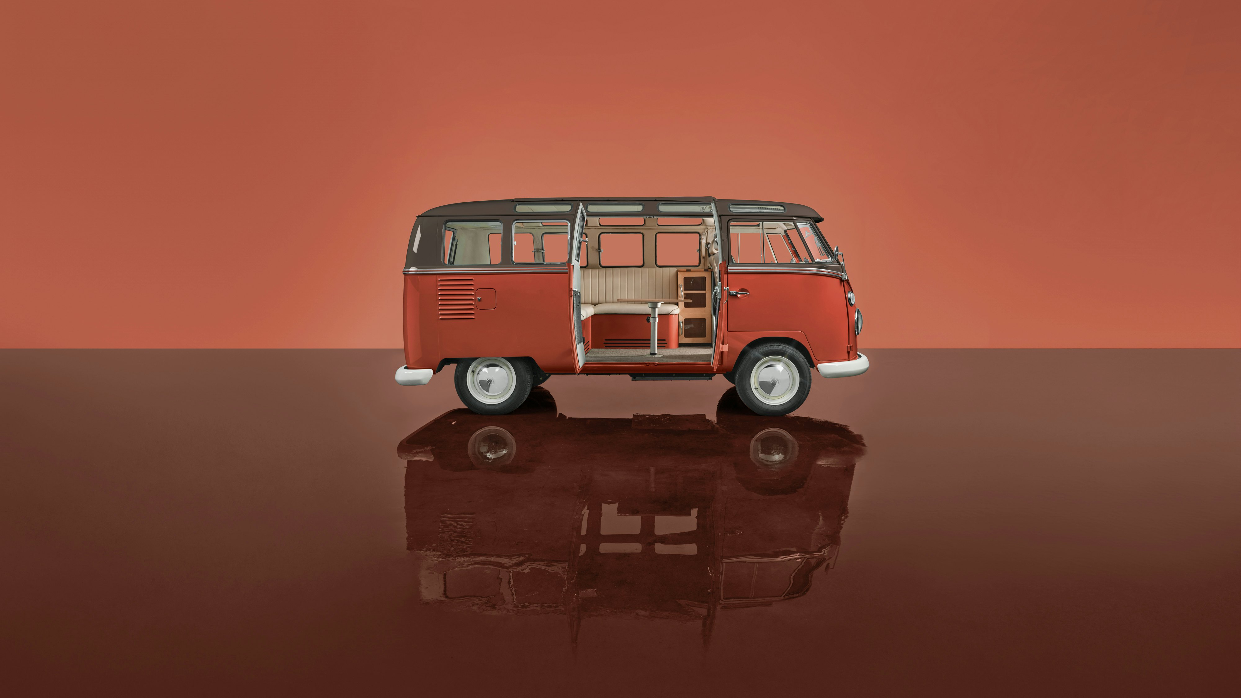 Kindred VW Bus Wide Side Doors Open Washed Red 16 9